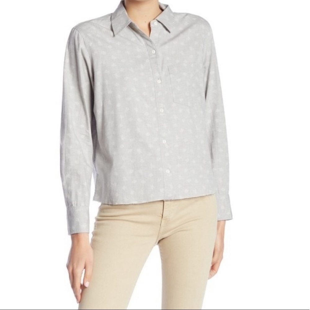 Current Elliott Cropped Raw Hem Shirt